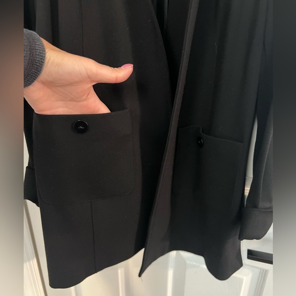 Nina McLemore PONTE KNIT CAR COAT Open Front Long Blazer Jacket Size 10 Black - Picture 3 of 16